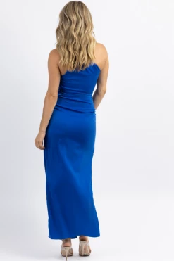 DO + BE ONE STRAP ENGLISH BLUE SATIN DRESS