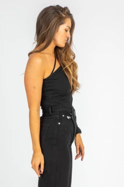 TREND SHOP ONE SLEEVE STRAP DETAIL BODYSUIT CLOTHING