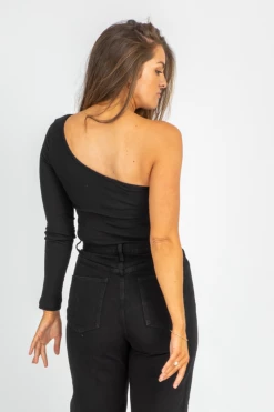TREND SHOP ONE SLEEVE STRAP DETAIL BODYSUIT CLOTHING
