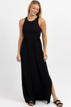 BEESON RIVER NEW ARRIVALS ONYX BREEZE HIGH SLIT MAXI DRESS