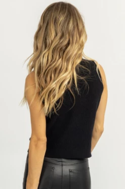 SHE & SKY NEW ARRIVALS ONYX MOCK NECK KNIT TANK