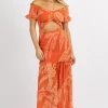 LUXXEL ORANGE ASTORIA SCRUNCH MAXI DRESS NEW ARRIVALS