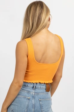 DYNAMIC FASHION MELON RIBBED RUFFLE HEM CROP NEW ARRIVALS 13 DYNAMIC FASHION MELON RIBBED RUFFLE HEM CROP NEW ARRIVALS