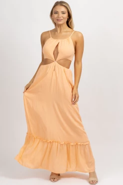 ENDLESS BLU ORANGE SHERBET TIE BACK MAXI DRESS