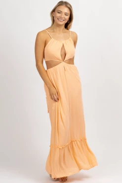 ENDLESS BLU ORANGE SHERBET TIE BACK MAXI DRESS