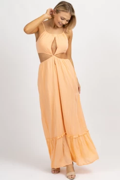 ENDLESS BLU ORANGE SHERBET TIE BACK MAXI DRESS