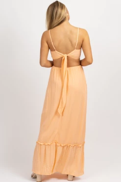 ENDLESS BLU ORANGE SHERBET TIE BACK MAXI DRESS
