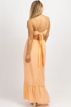 ENDLESS BLU ORANGE SHERBET TIE BACK MAXI DRESS