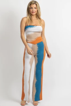 BAILEY ROSE BLUE + ORANGE KNIT PANT SET