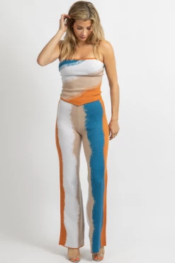BAILEY ROSE BLUE + ORANGE KNIT PANT SET