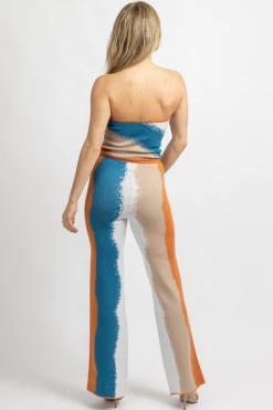 BAILEY ROSE BLUE + ORANGE KNIT PANT SET