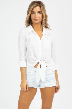 HEM & THREAD STAR STITCH BUTTON DOWN TOP CLOTHING