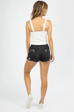 HEM & THREAD BLACK HEM KNIT CAMI CLOTHING