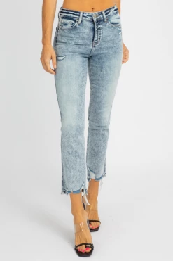 FLYING MONKEY HIGH RISE ACID WASHED STRAIGHT JEAN