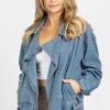 TREND NOTES NEW ARRIVALS BLUE JEAN OVERSIZED MOTO JACKET