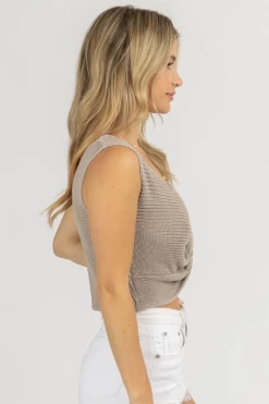 MISS LOVE CLOTHING OYSTER TWIST FRONT KNIT TANK 6 MISS LOVE CLOTHING OYSTER TWIST FRONT KNIT TANK
