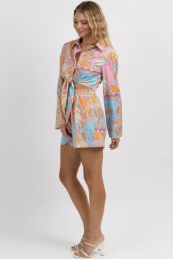 SUNDAY UP NEW ARRIVALS POP OF PINK PAISLEY SHORT SET