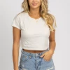 TONY MARY PEARL GREY VINTAGE WASH CROP TEE CLOTHING