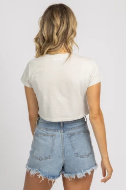 TONY MARY PEARL GREY VINTAGE WASH CROP TEE CLOTHING