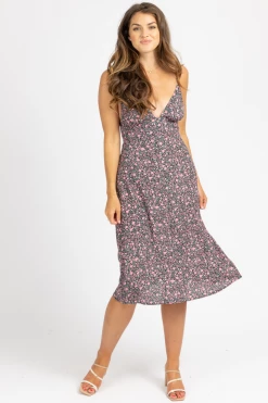 DRESS FORUM CLOTHING VINTAGE ROSE TRIANGLE MIDI DRESS