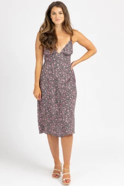 DRESS FORUM CLOTHING VINTAGE ROSE TRIANGLE MIDI DRESS