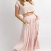 MABLE PETAL PINK LINENLIKE CROP + MIDI SET