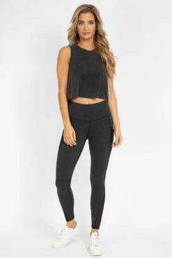 MONO B BLACK PINCH STITCH CROP CLOTHING