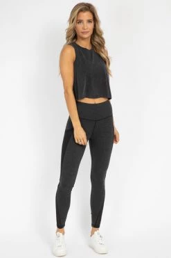 MONO B BLACK PINCH STITCH CROP CLOTHING