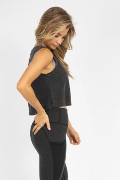 MONO B BLACK PINCH STITCH CROP CLOTHING