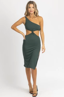 CRESCENT CLOTHING PINE FRONT KNOT ASYMMETRIC MIDI DRESS 9 CRESCENT CLOTHING PINE FRONT KNOT ASYMMETRIC MIDI DRESS