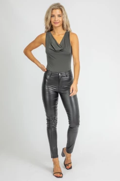 LE LIS ARMY GREEN COWL BODYSUIT