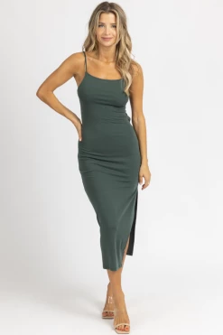 CRESCENT PINE OPEN TIE-BACK MIDI DRESS 10 CRESCENT PINE OPEN TIE-BACK MIDI DRESS