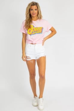 DAISY STREET CLOTHING PINK BOWIE GRAPHIC TEE