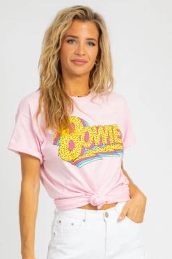 DAISY STREET CLOTHING PINK BOWIE GRAPHIC TEE
