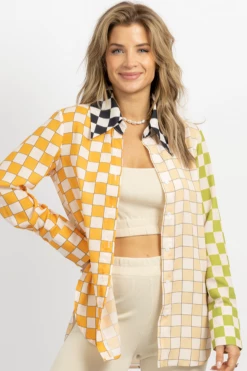 SUNDAY UP NEW ARRIVALS PINK MULTI-CHECKED BUTTON DOWN