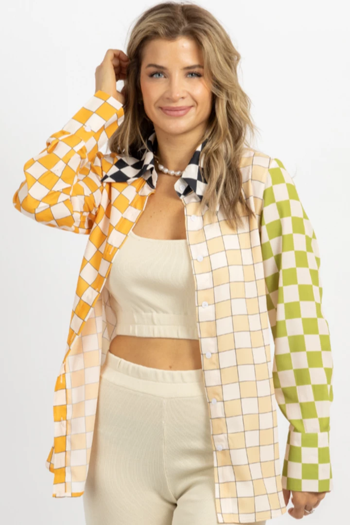 SUNDAY UP NEW ARRIVALS PINK MULTI-CHECKED BUTTON DOWN 3 SUNDAY UP NEW ARRIVALS PINK MULTI-CHECKED BUTTON DOWN