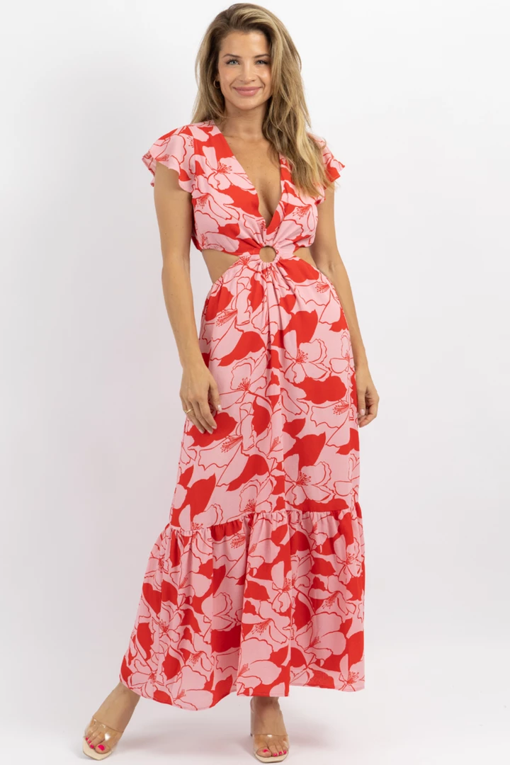 SUGARLIPS PINK LEMONADE O-RING CUTOUT MIDI DRESS 1 SUGARLIPS PINK LEMONADE O-RING CUTOUT MIDI DRESS