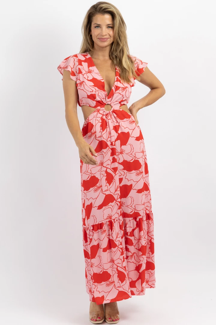 SUGARLIPS PINK LEMONADE O-RING CUTOUT MIDI DRESS 5 SUGARLIPS PINK LEMONADE O-RING CUTOUT MIDI DRESS