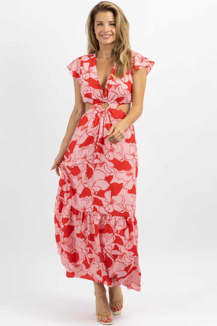 SUGARLIPS PINK LEMONADE O-RING CUTOUT MIDI DRESS 4 SUGARLIPS PINK LEMONADE O-RING CUTOUT MIDI DRESS