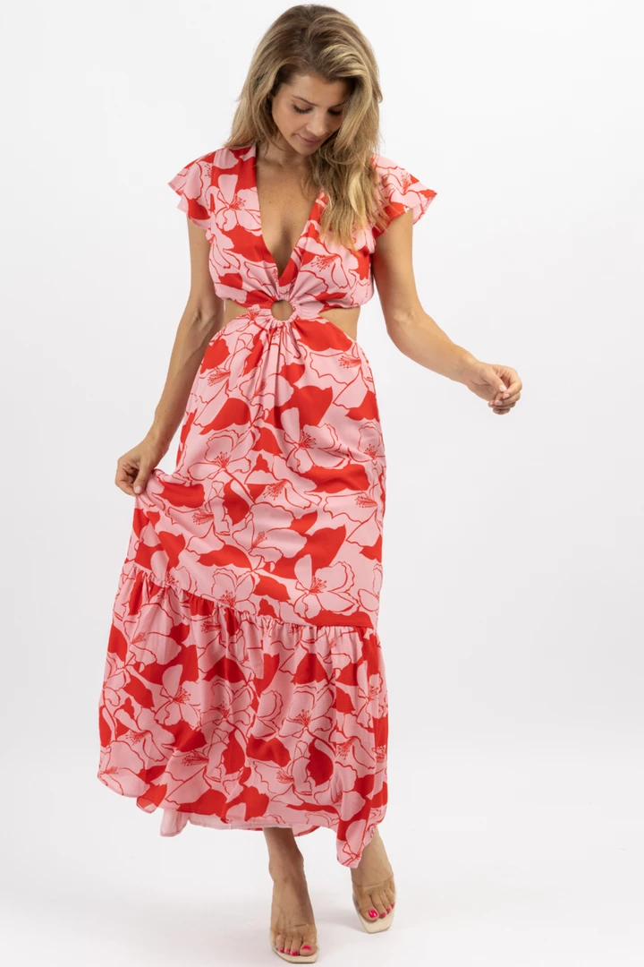 SUGARLIPS PINK LEMONADE O-RING CUTOUT MIDI DRESS 3 SUGARLIPS PINK LEMONADE O-RING CUTOUT MIDI DRESS