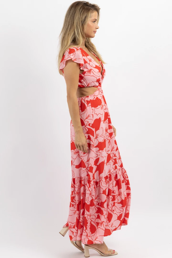 SUGARLIPS PINK LEMONADE O-RING CUTOUT MIDI DRESS 6 SUGARLIPS PINK LEMONADE O-RING CUTOUT MIDI DRESS