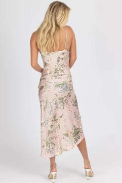 MABLE PINK TROPICAL SATIN SIDE RUCHED MIDI DRESS NEW ARRIVALS 11 MABLE PINK TROPICAL SATIN SIDE RUCHED MIDI DRESS NEW ARRIVALS