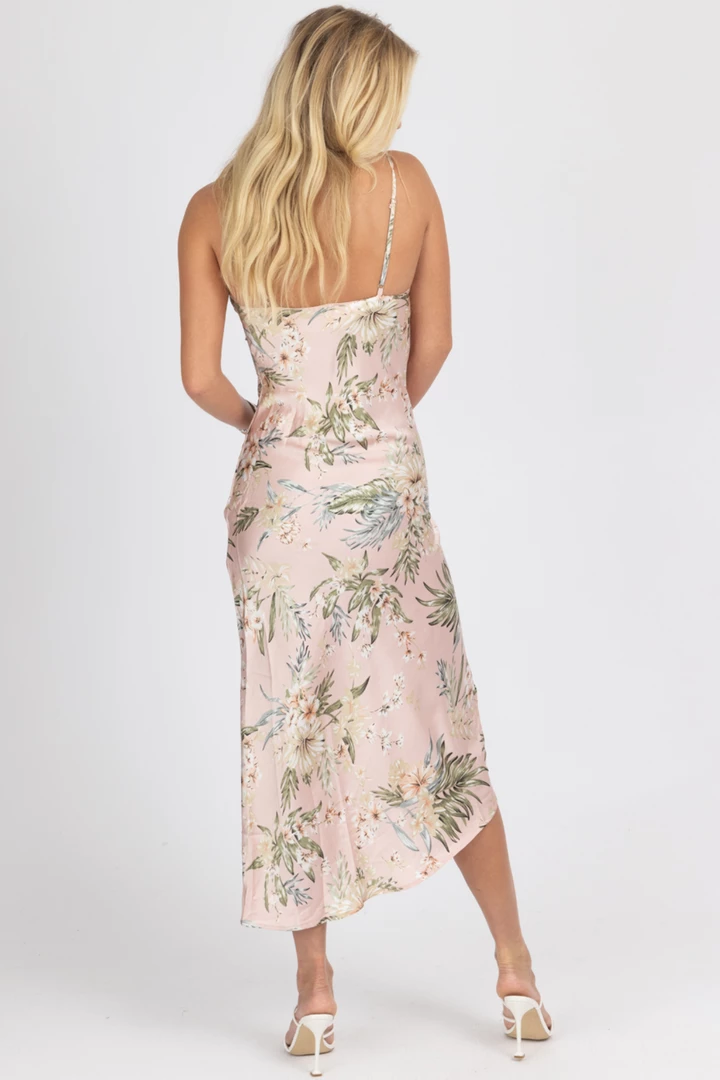 MABLE PINK TROPICAL SATIN SIDE RUCHED MIDI DRESS NEW ARRIVALS 6 MABLE PINK TROPICAL SATIN SIDE RUCHED MIDI DRESS NEW ARRIVALS