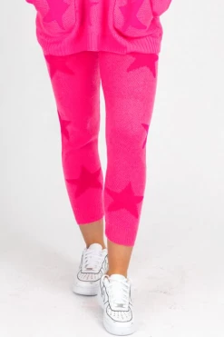 BLUE BUTTERCUP CLOTHING PINK + FUCHSIA STAR KNIT JOGGERS