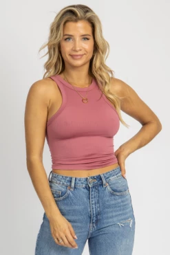 DYNAMIC FASHION NEW ARRIVALS ROSE THICK BAND RACERBACK TANK *BACK IN STOCK*