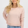 LE LIS PINK + WHITE OPEN BACK SWEATER