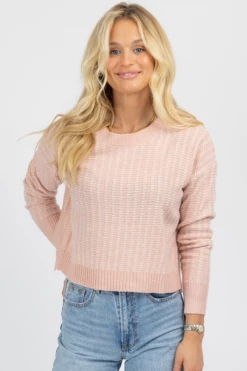 LE LIS PINK + WHITE OPEN BACK SWEATER
