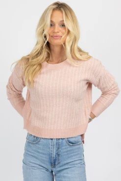 LE LIS PINK + WHITE OPEN BACK SWEATER 10 LE LIS PINK + WHITE OPEN BACK SWEATER