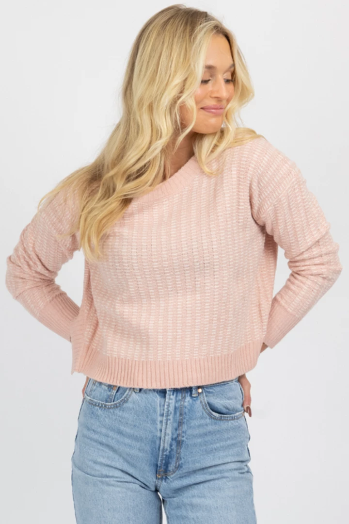 LE LIS PINK + WHITE OPEN BACK SWEATER 4 LE LIS PINK + WHITE OPEN BACK SWEATER