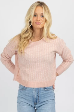 LE LIS PINK + WHITE OPEN BACK SWEATER 8 LE LIS PINK + WHITE OPEN BACK SWEATER